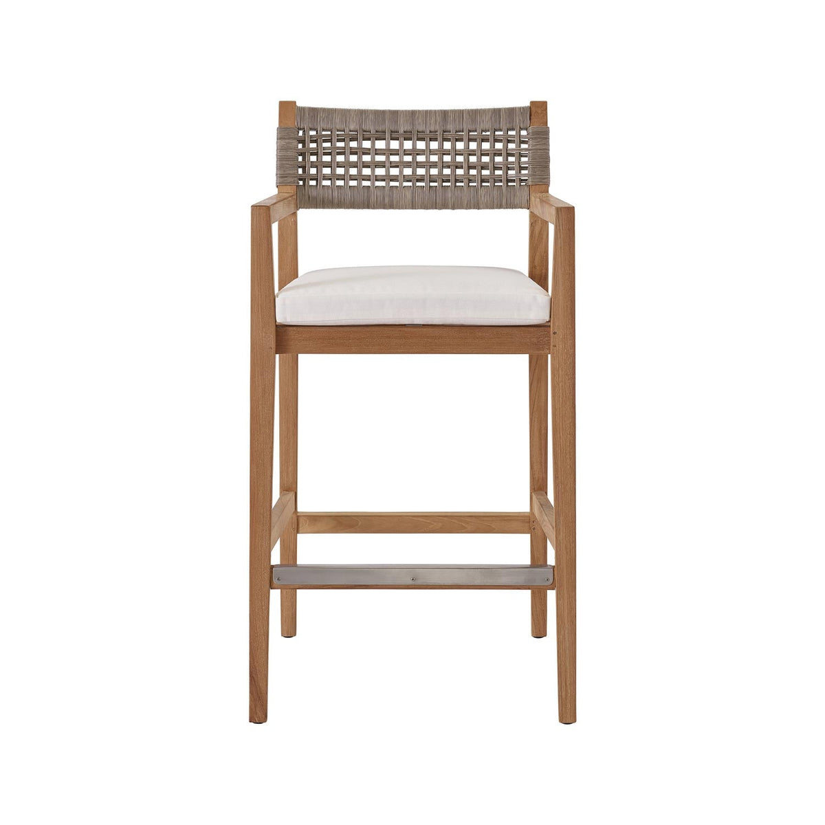 Daniel Upholstered Teak Outdoor Bar Stool