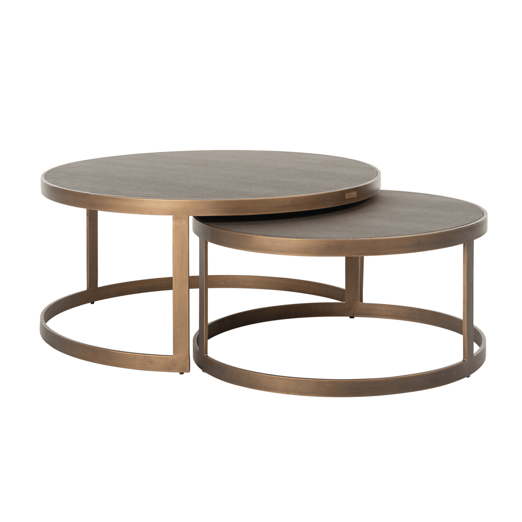 Demilla Luxury Shagreen & Brushed Brass Nest of Coffee Tables