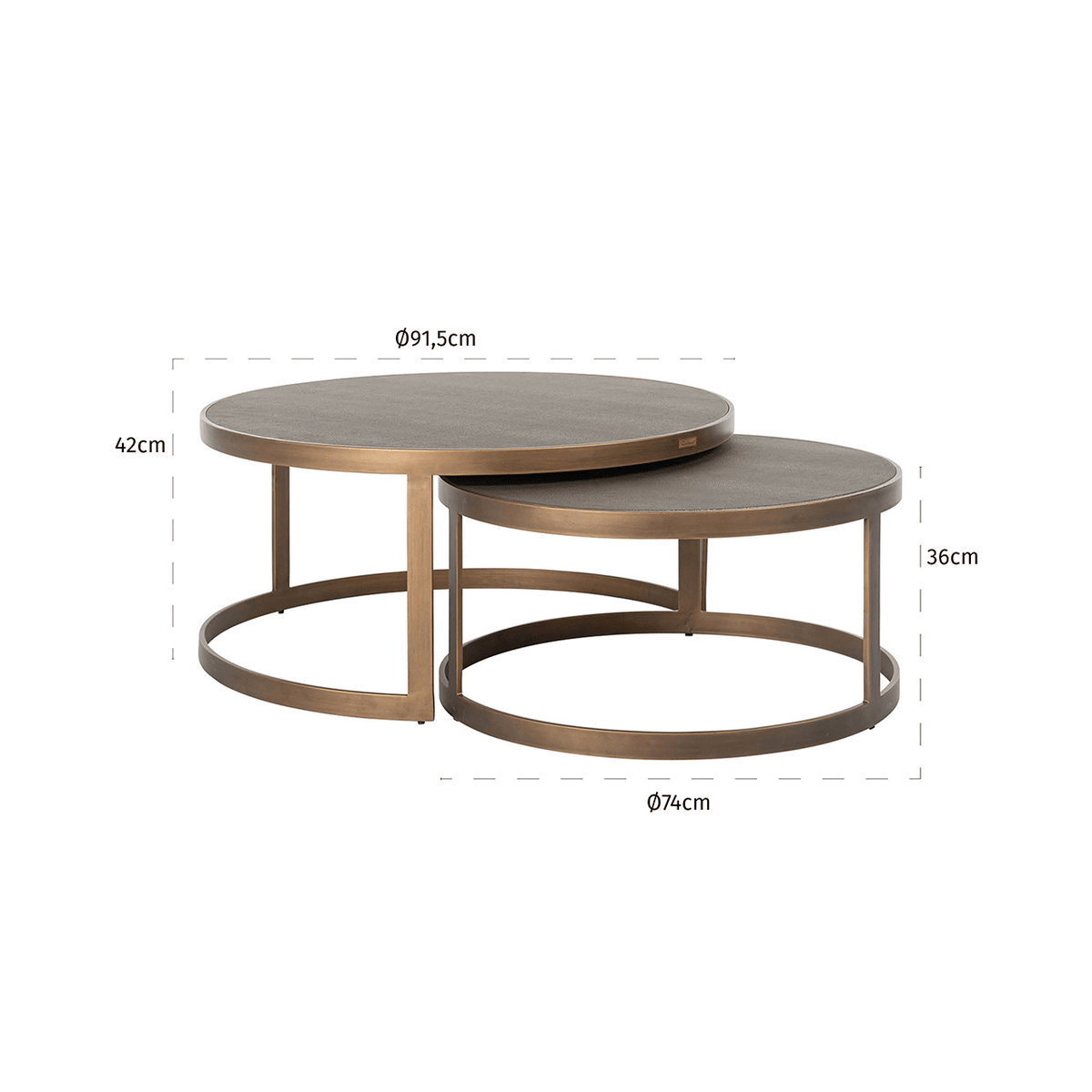 Demilla Luxury Shagreen & Brushed Brass Nest of Coffee Tables