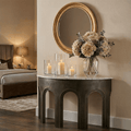 Durham Antique Brass & Marble Arched Console Table