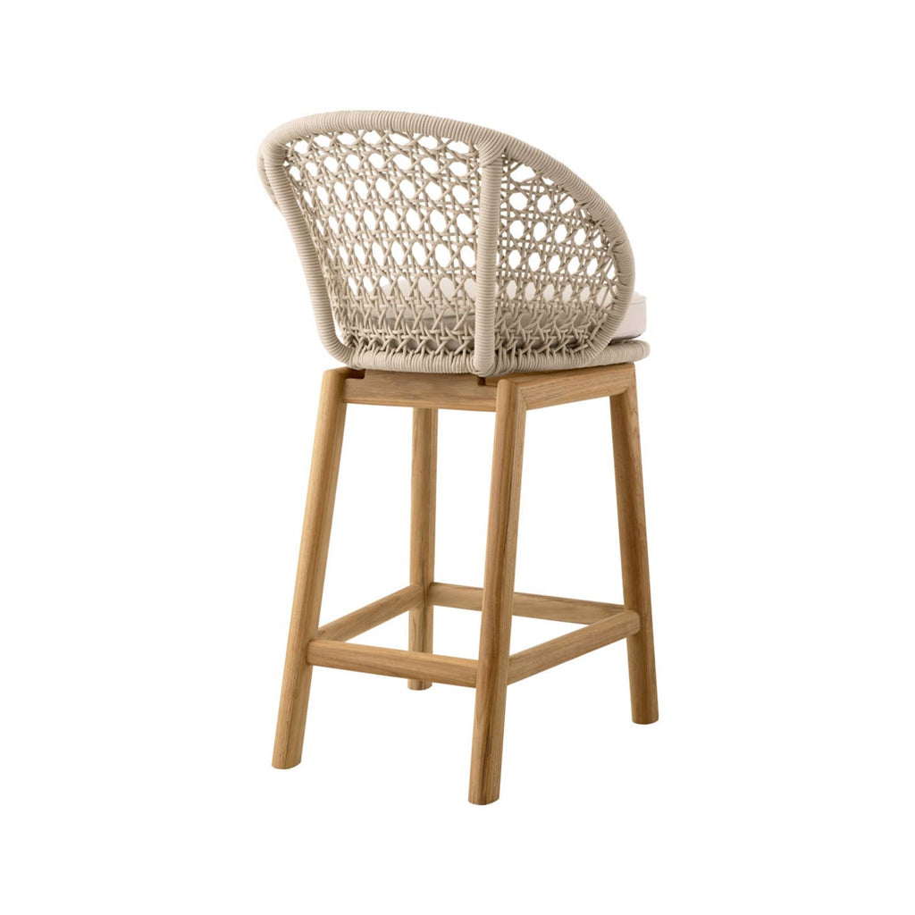 Edgar Upholstered Armless Teak Outdoor Bar Stool