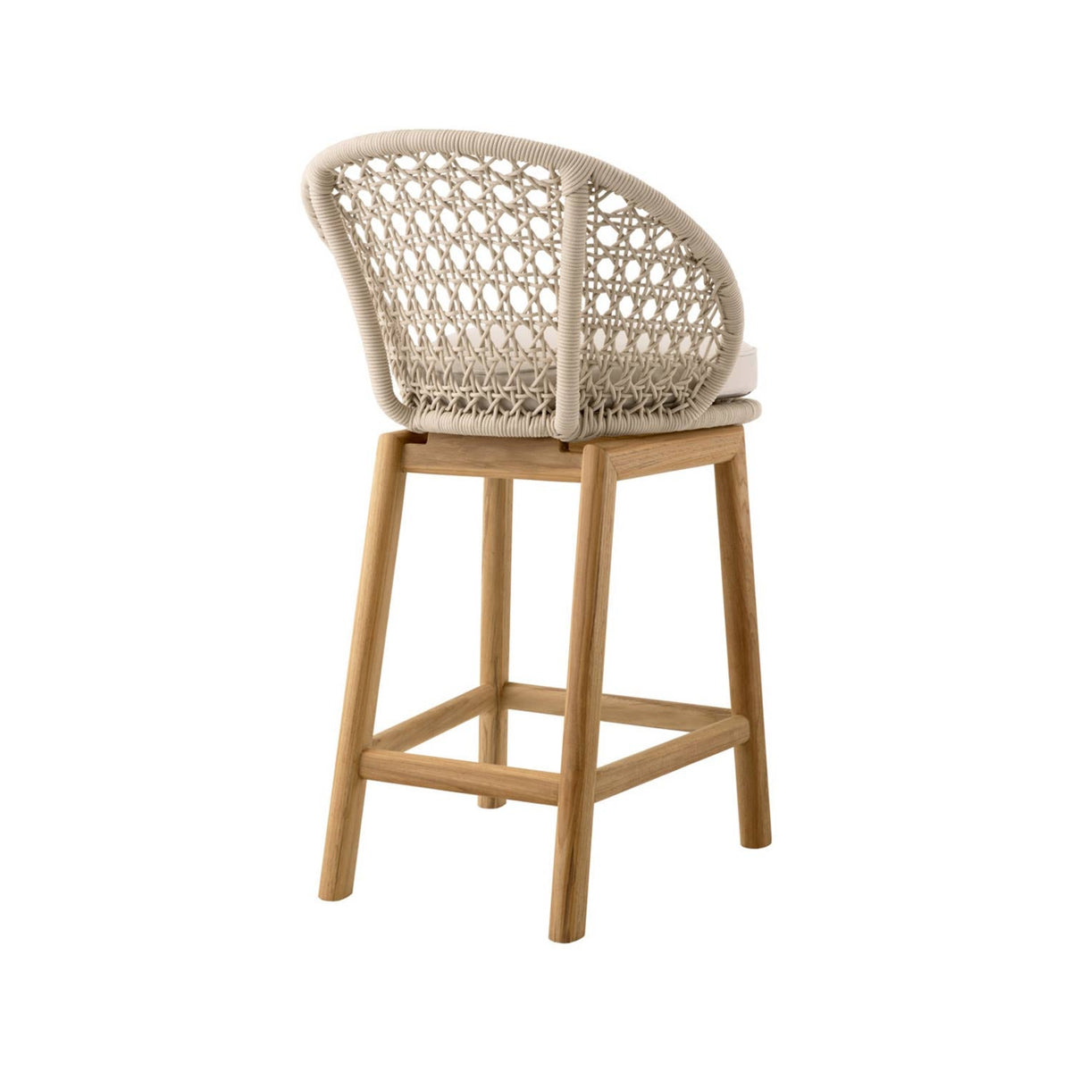 Edgar Upholstered Armless Teak Outdoor Bar Stool