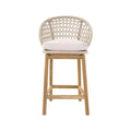 Edgar Upholstered Armless Teak Outdoor Bar Stool