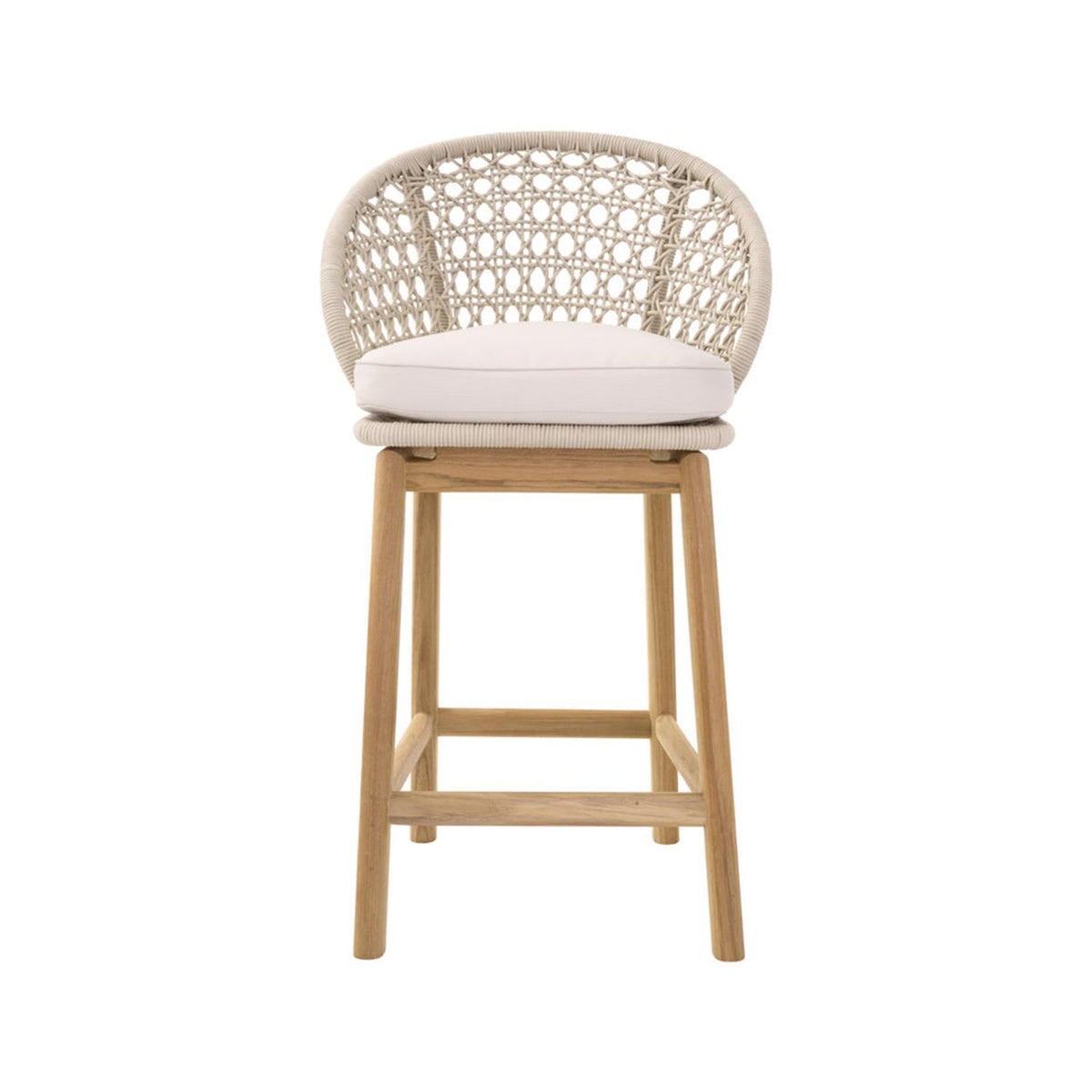 Edgar Upholstered Armless Teak Outdoor Bar Stool