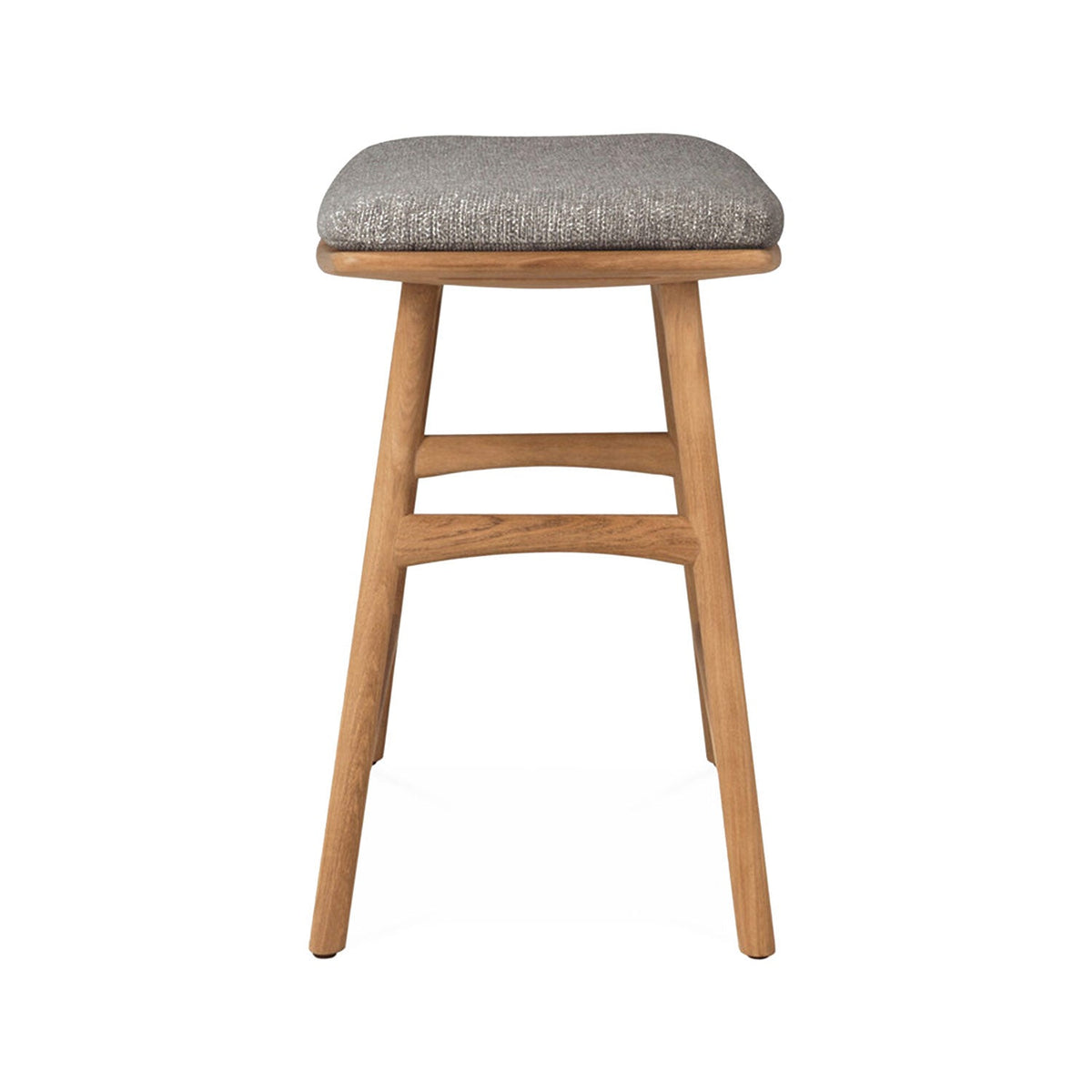 Edmond Upholstered Backless Teak Outdoor Bar and Counter Stool