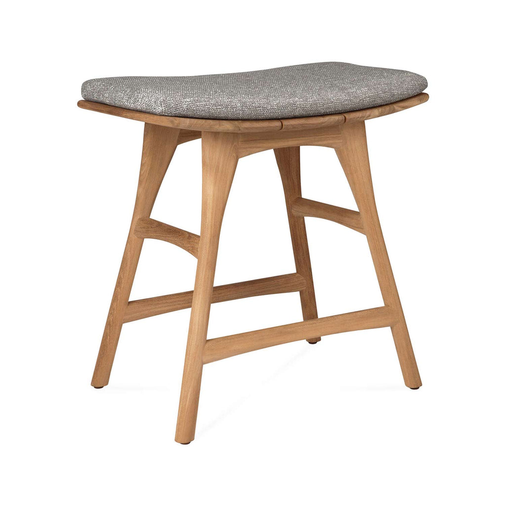 Edmond Upholstered Backless Teak Outdoor Bar and Counter Stool