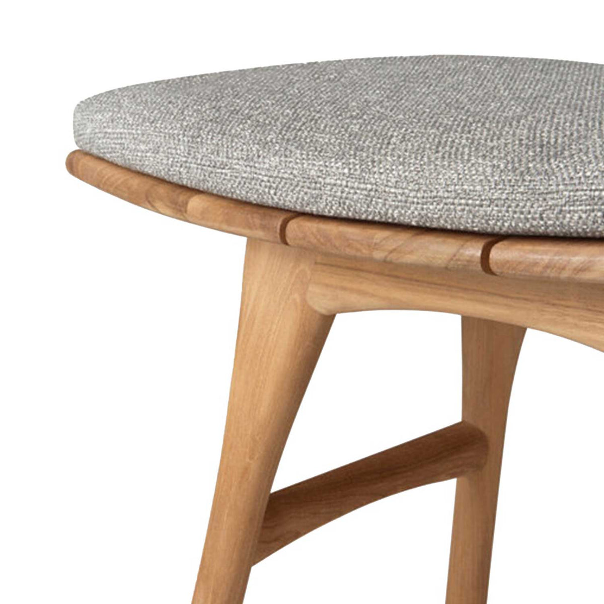 Edmond Upholstered Backless Teak Outdoor Bar and Counter Stool