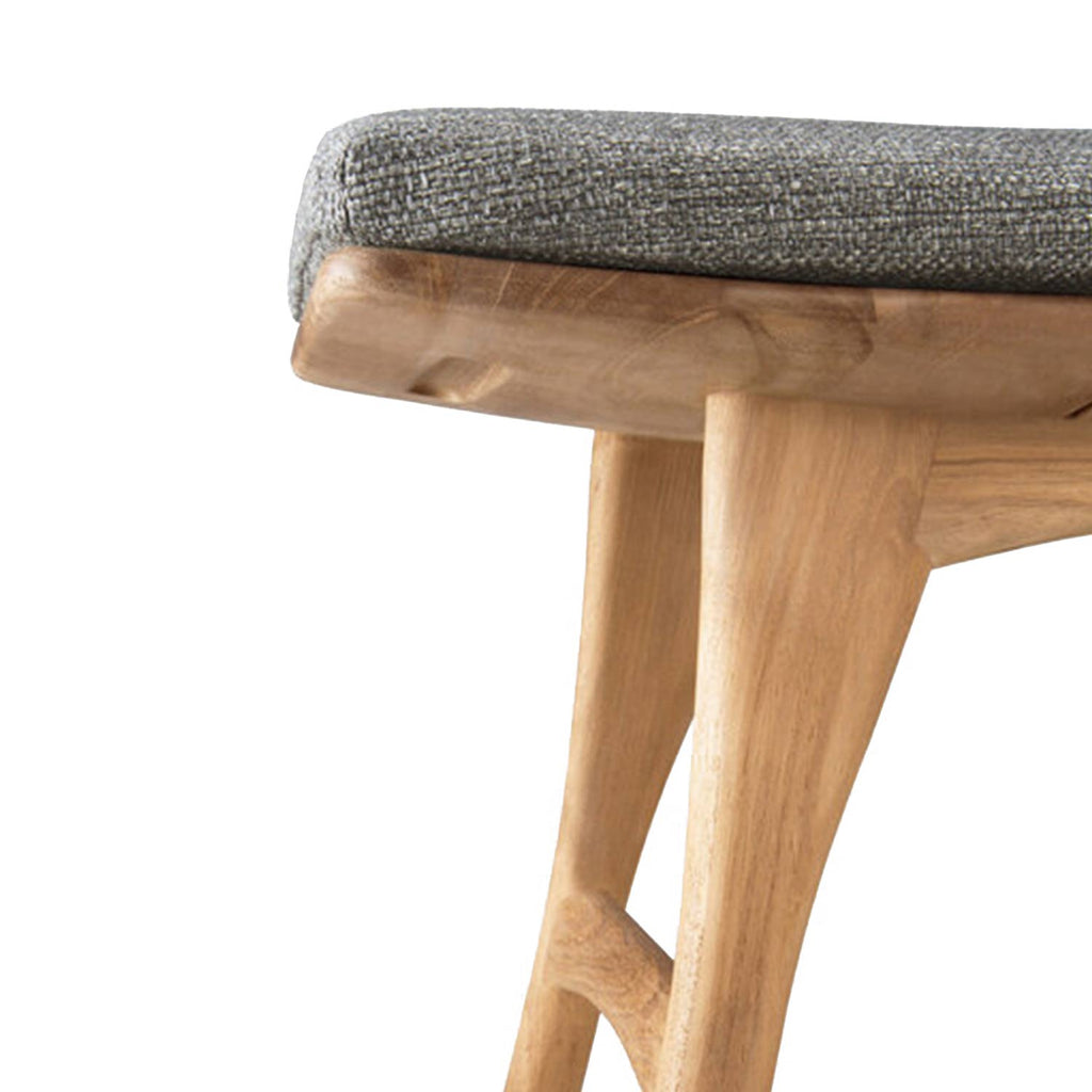 Edmond Upholstered Backless Teak Outdoor Bar and Counter Stool