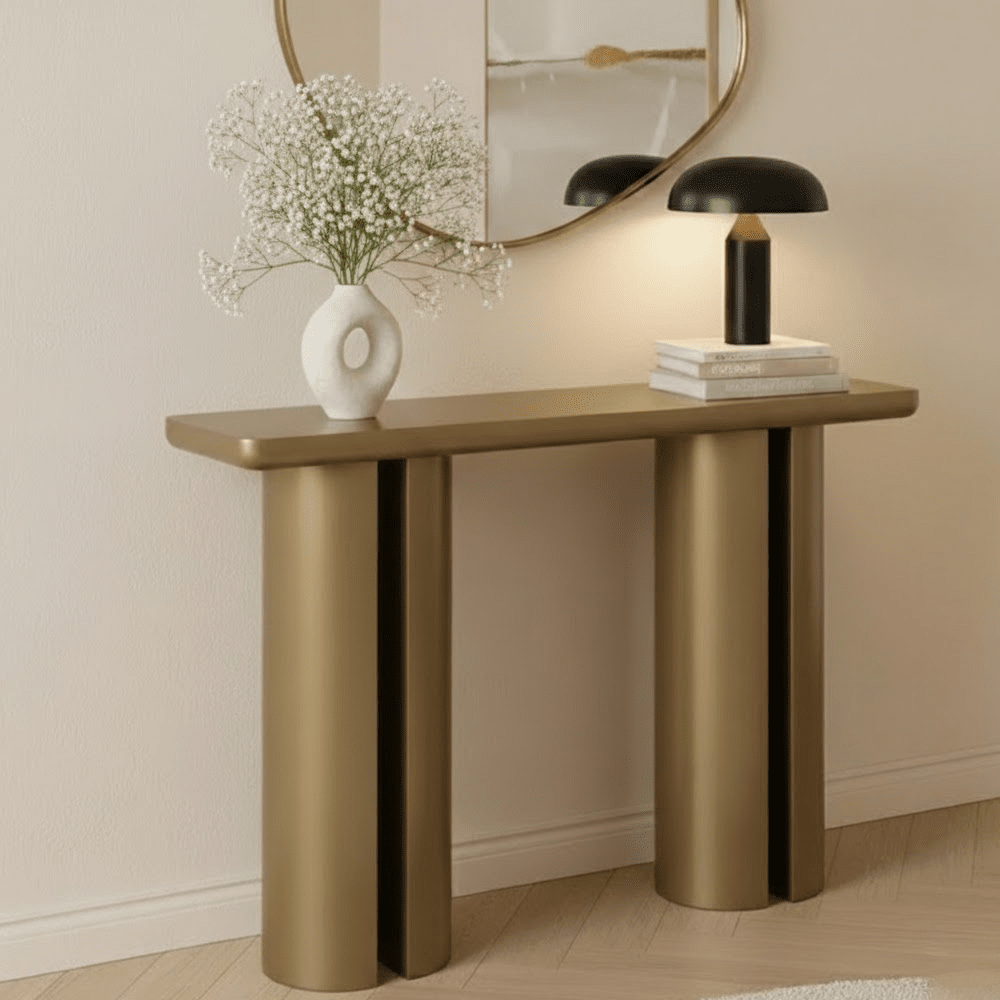 Efina Gold Finish Statement Console Table
