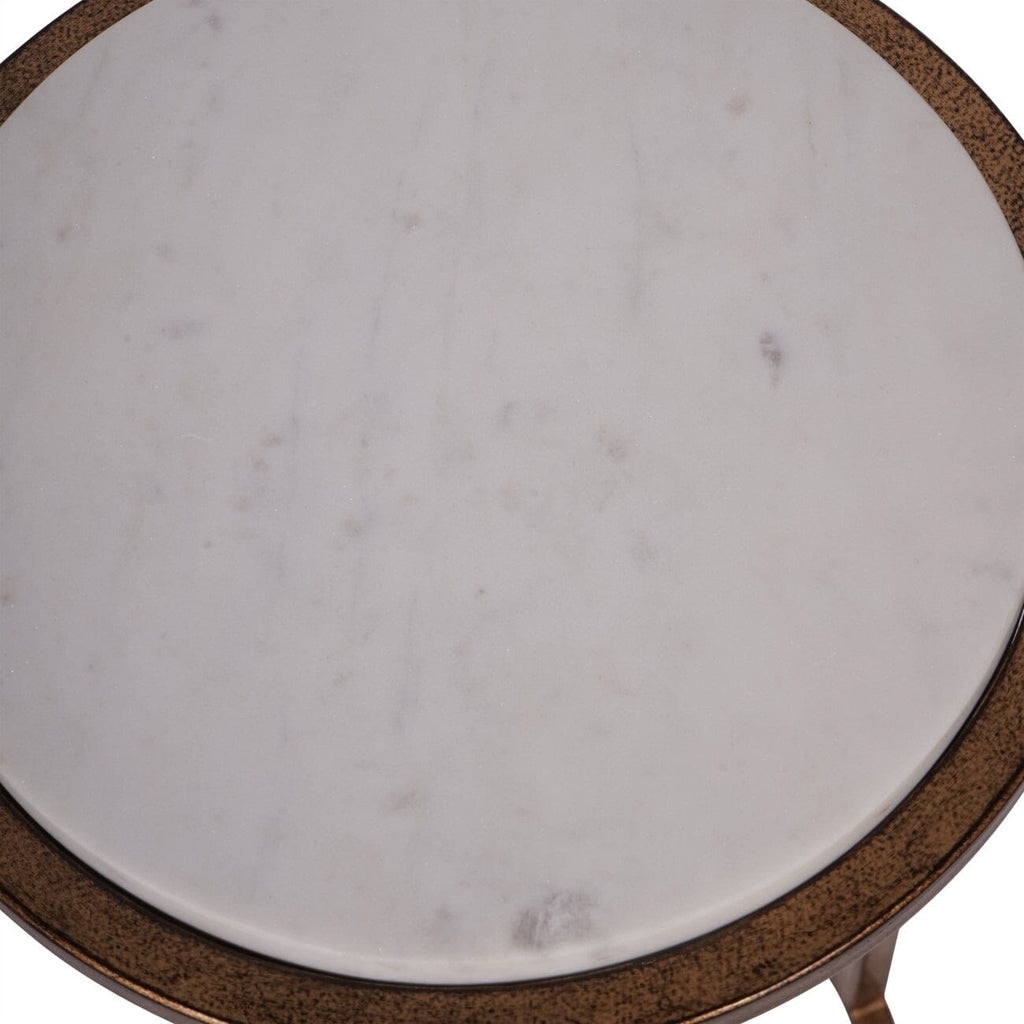 Eira Bronze Side Table with Marble Top