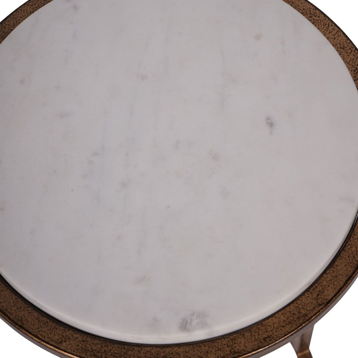 Eira Bronze Side Table with Marble Top