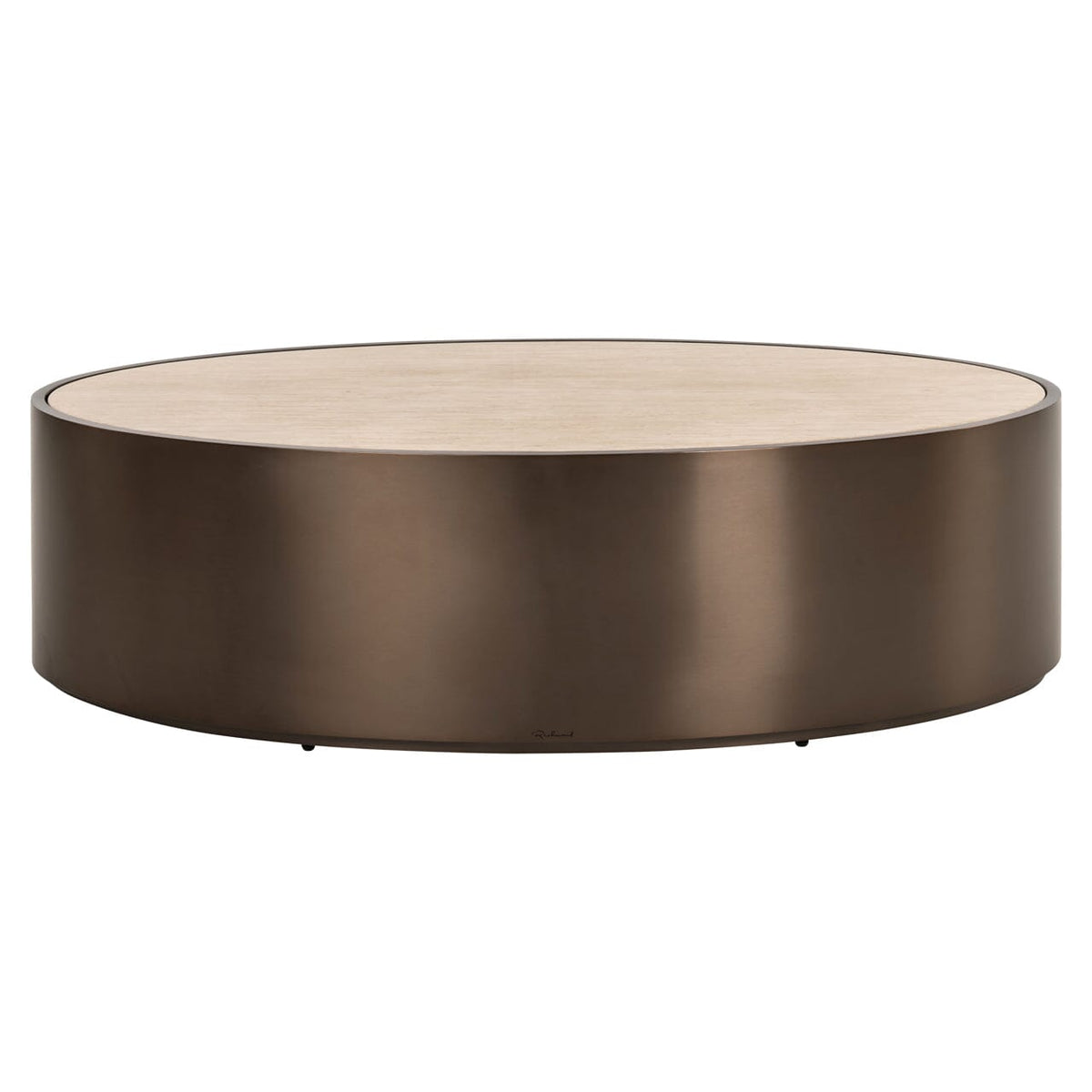 Eleanor Bronze Oval Coffee Table with Beige Faux Marble Top