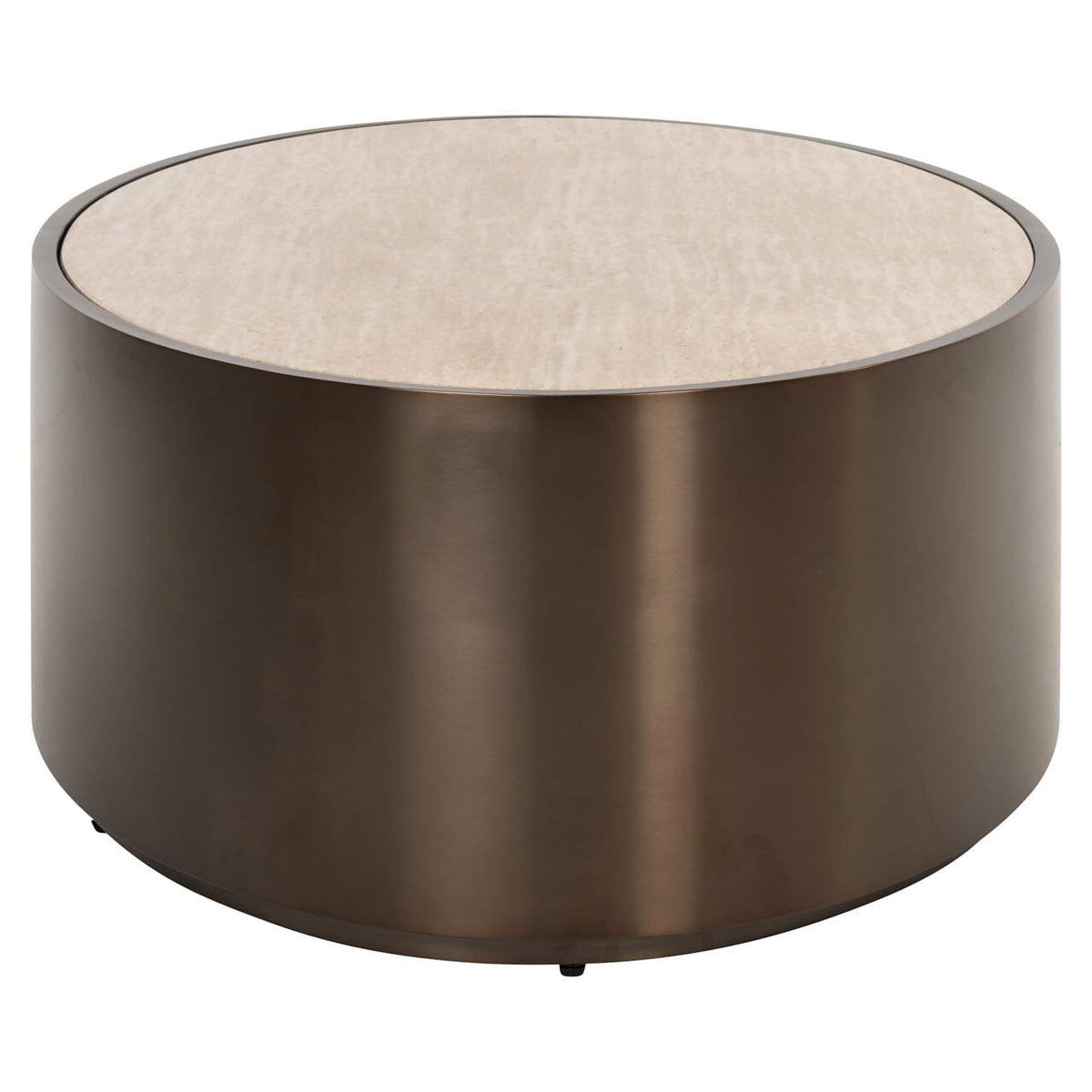 Eleanor Bronze Oval Coffee Table with Beige Faux Marble Top