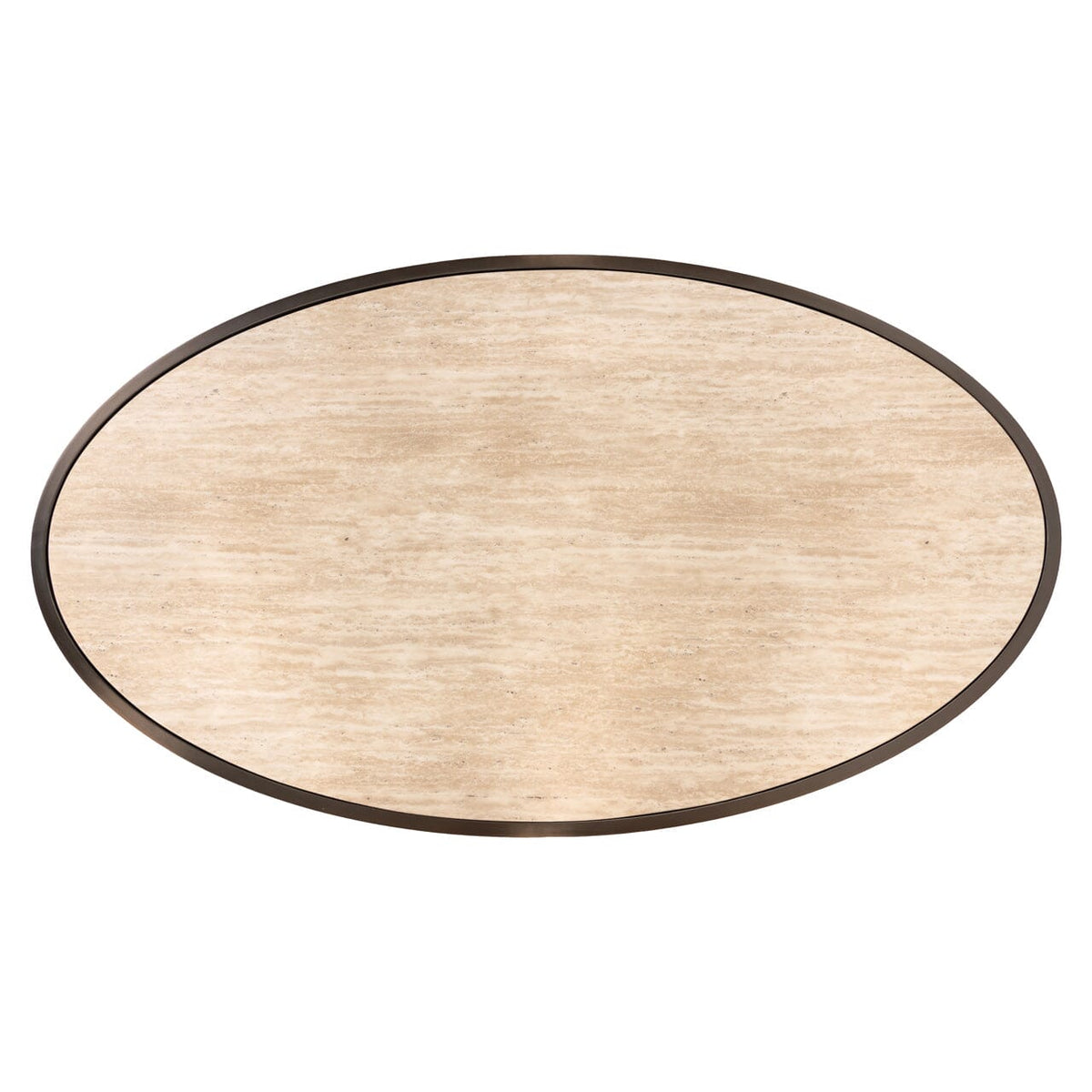 Eleanor Bronze Oval Coffee Table with Beige Faux Marble Top