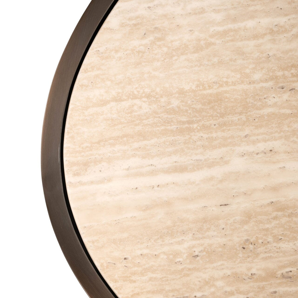 Eleanor Bronze Oval Coffee Table with Beige Faux Marble Top