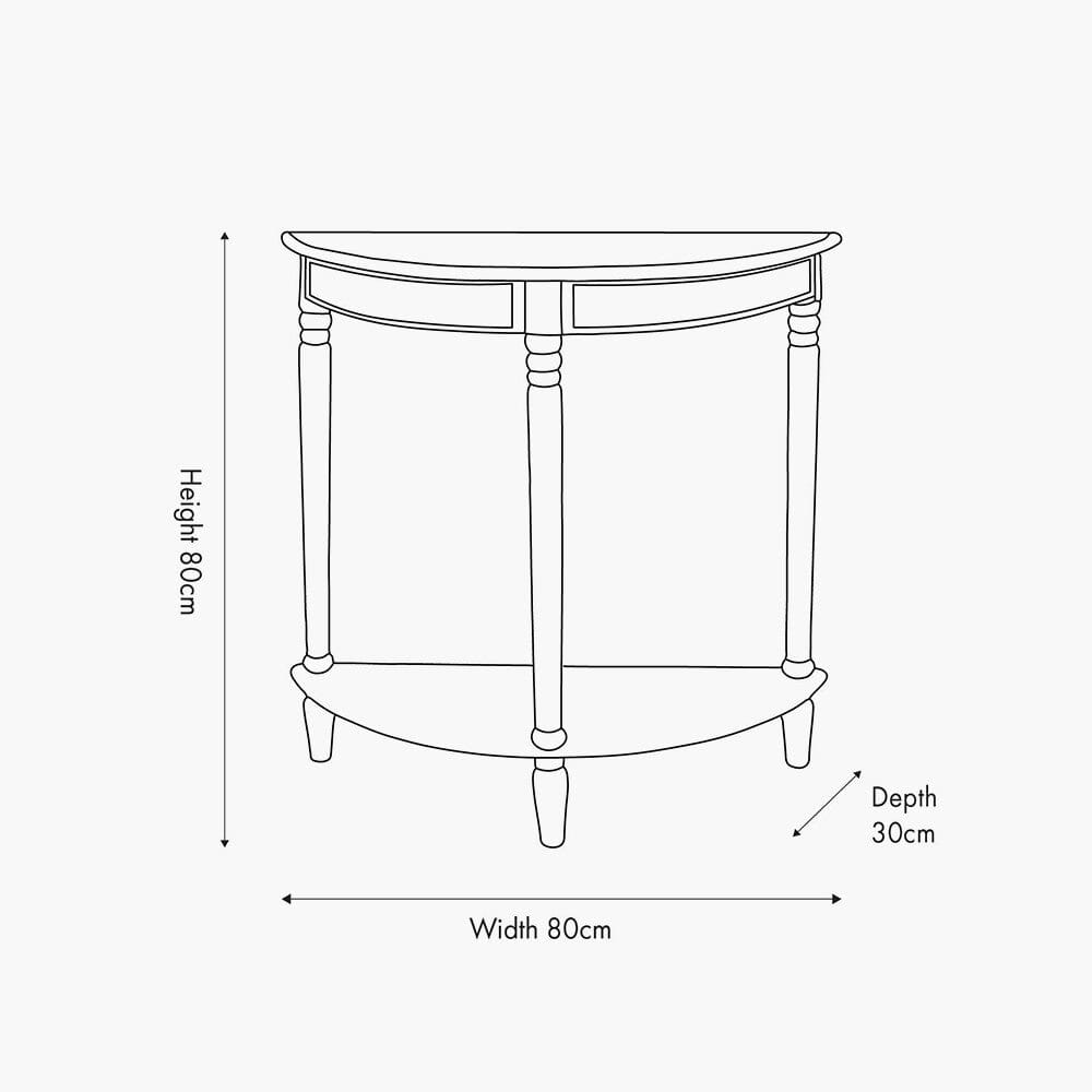 Elizabeth Putty Half Moon Pine Console Table