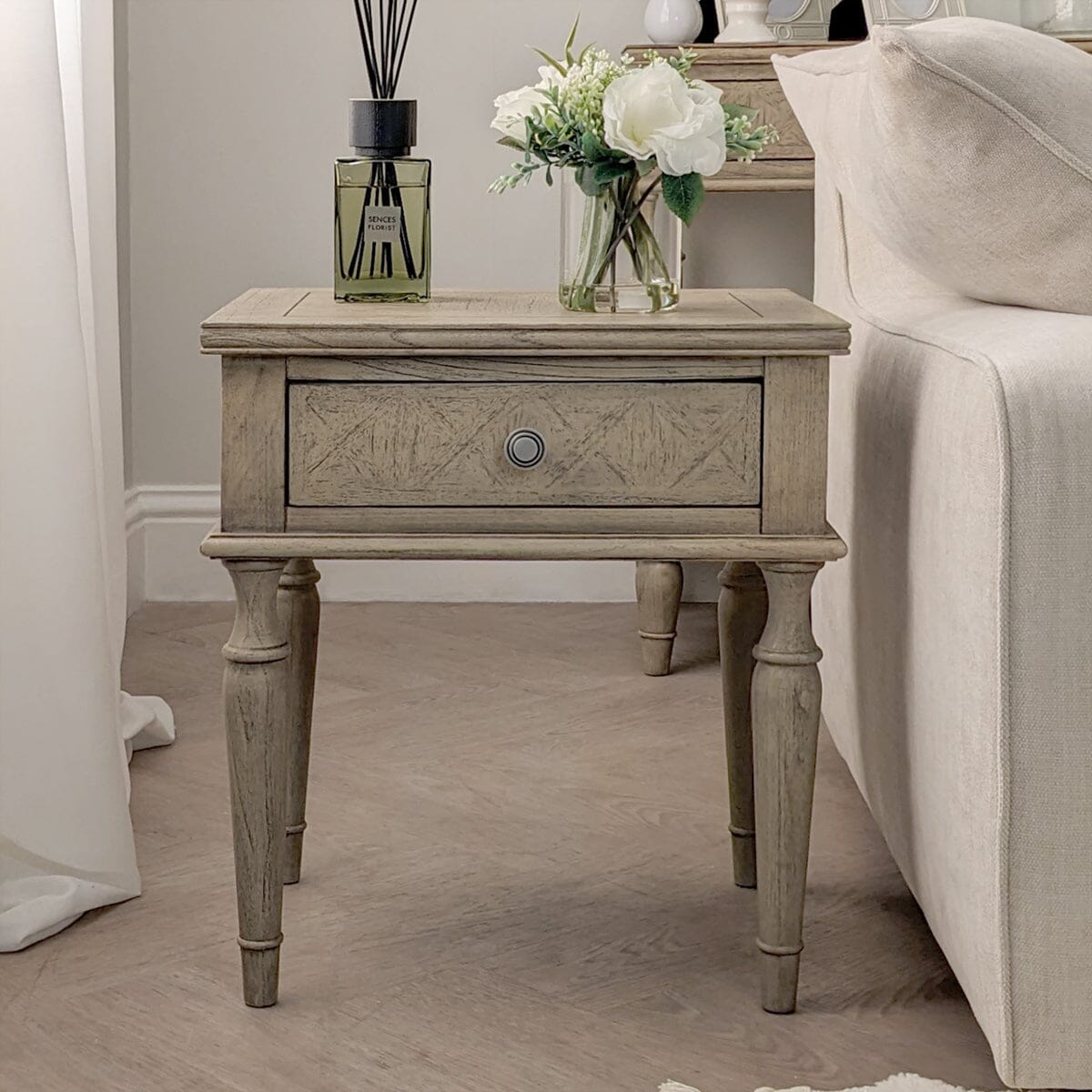 Elysium Natural Wood 1 Drawer Bedside Table