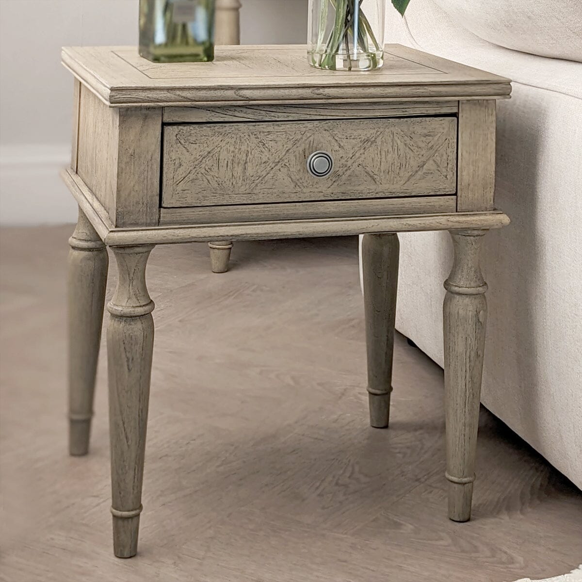 Elysium Natural Wood 1 Drawer Bedside Table
