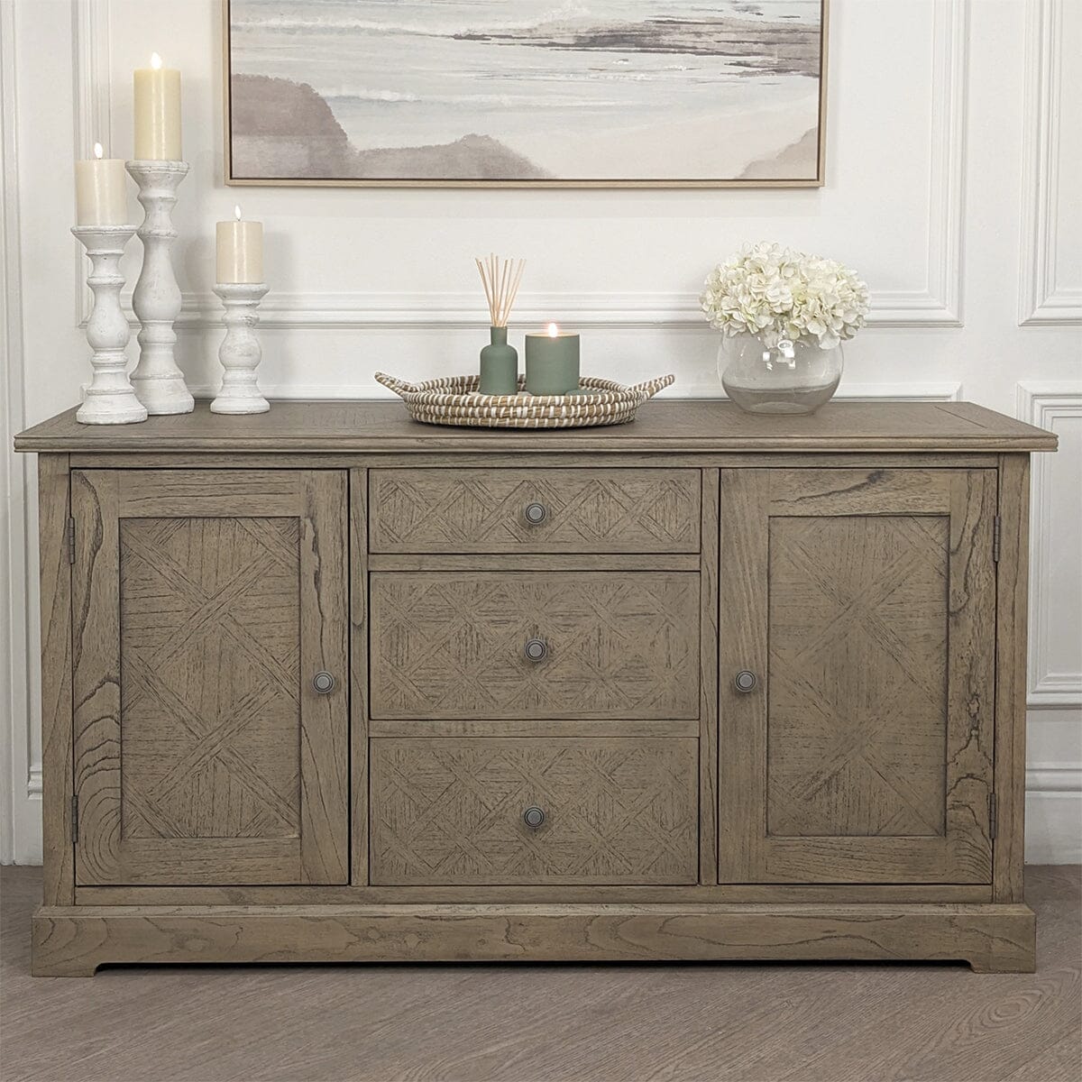 Elysium Natural Wood 2 Door 3 Drawer Sideboard
