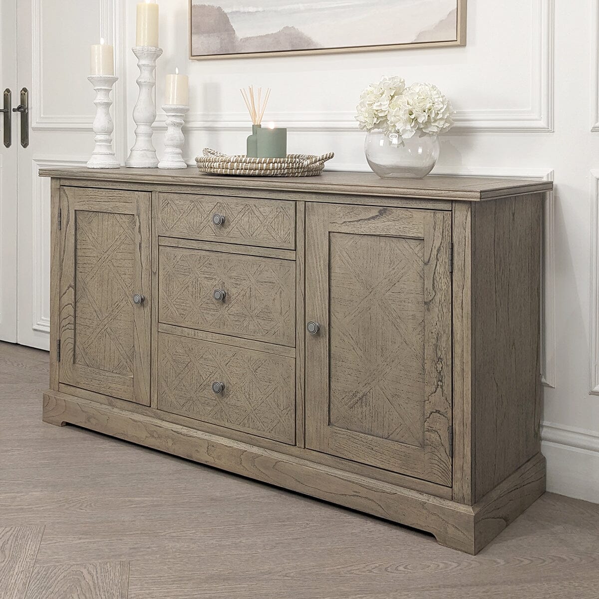 Elysium Natural Wood 2 Door 3 Drawer Sideboard
