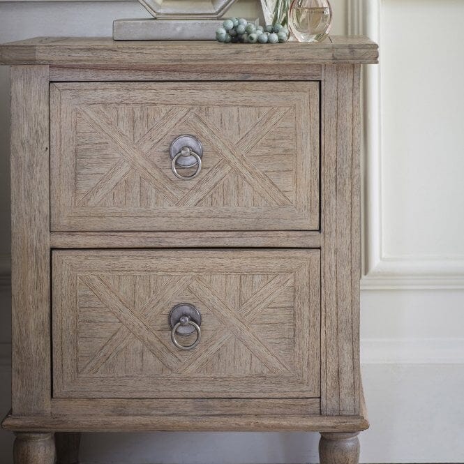 Elysium Natural Wood 2 Drawer Bedside Table
