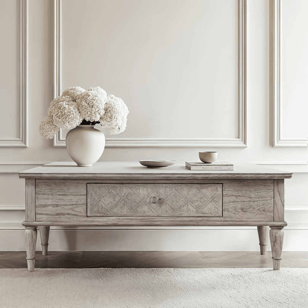 Elysium Natural Wood Push Drawer Coffee Table