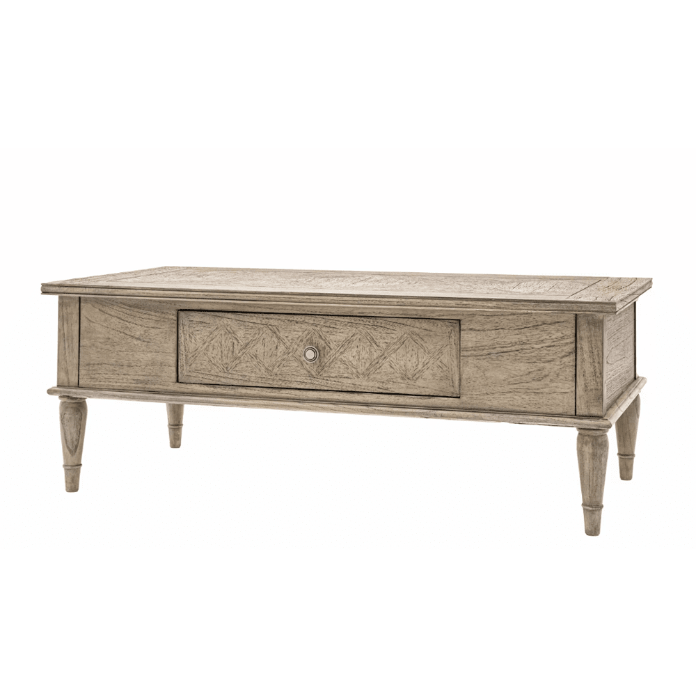 Elysium Natural Wood Push Drawer Coffee Table