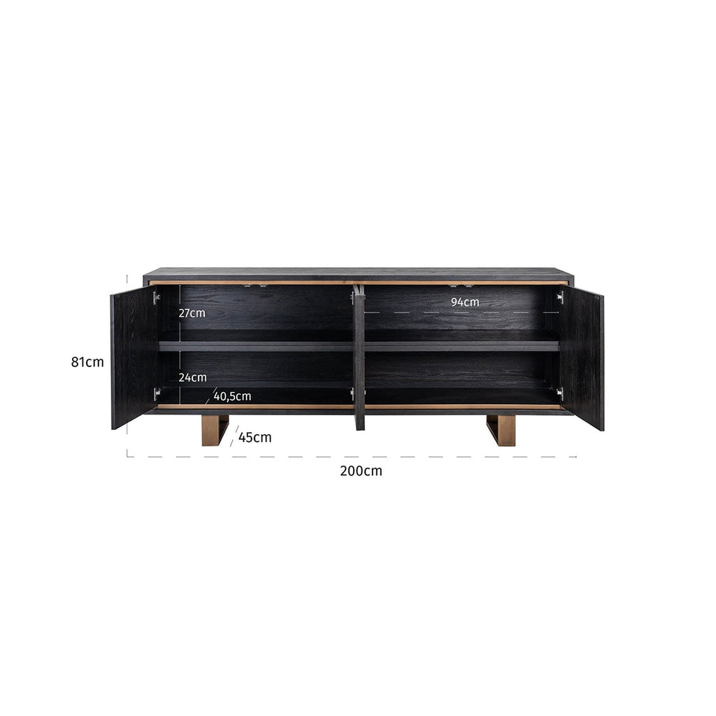 Emerisse Black Sideboard with Brass Handles