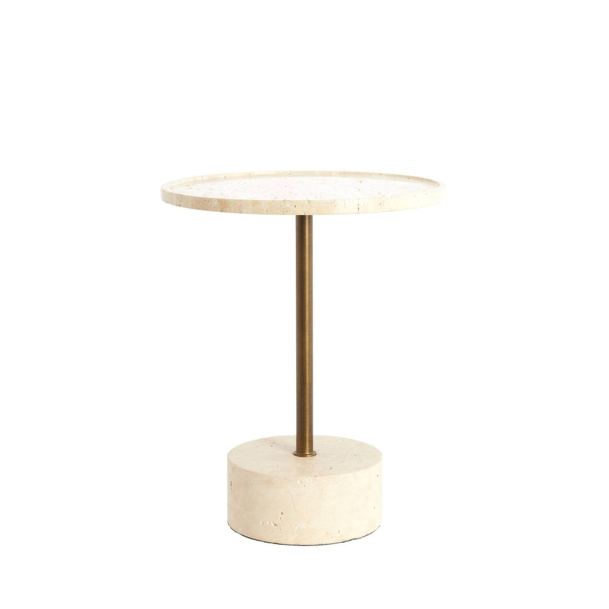 Emilde Travertine & Bronze Side Table