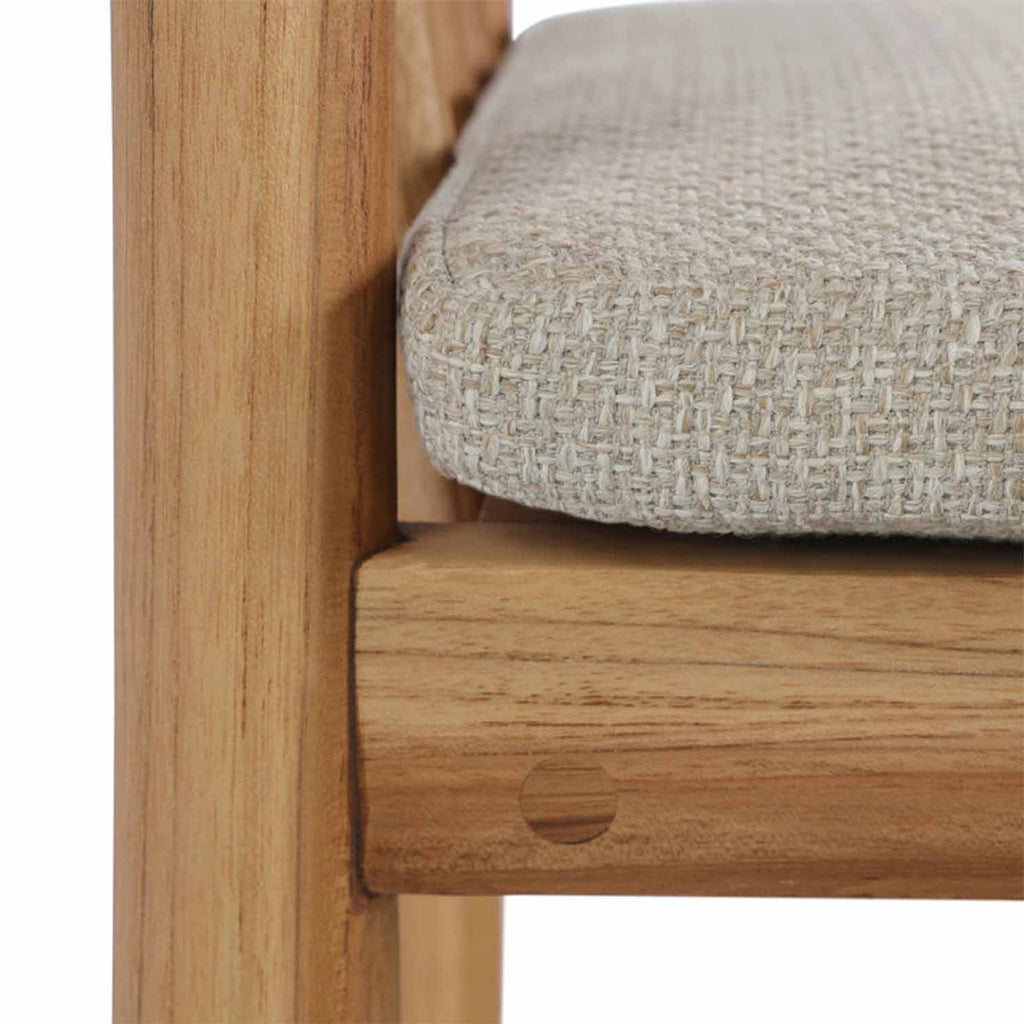 Emile Upholstered Armless Teak Outdoor Bar Stool