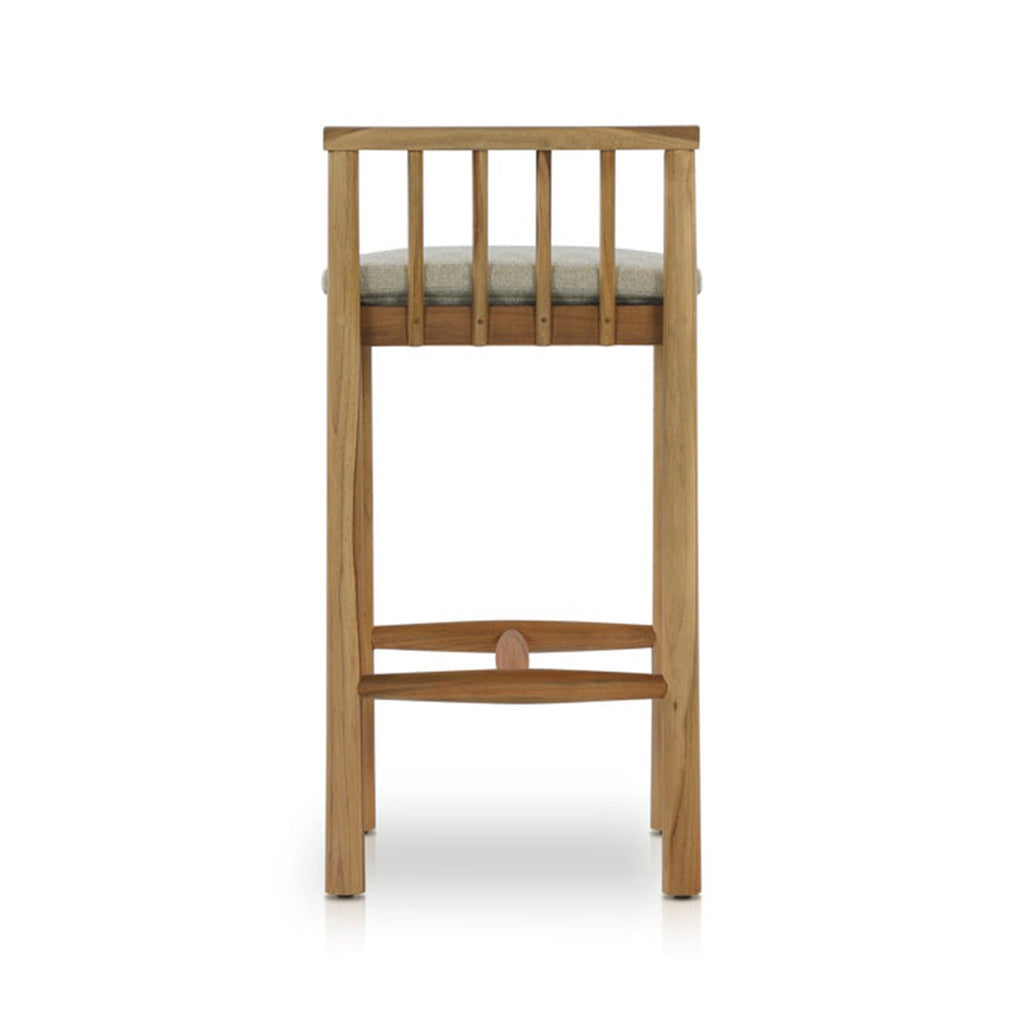 Emile Upholstered Armless Teak Outdoor Bar Stool