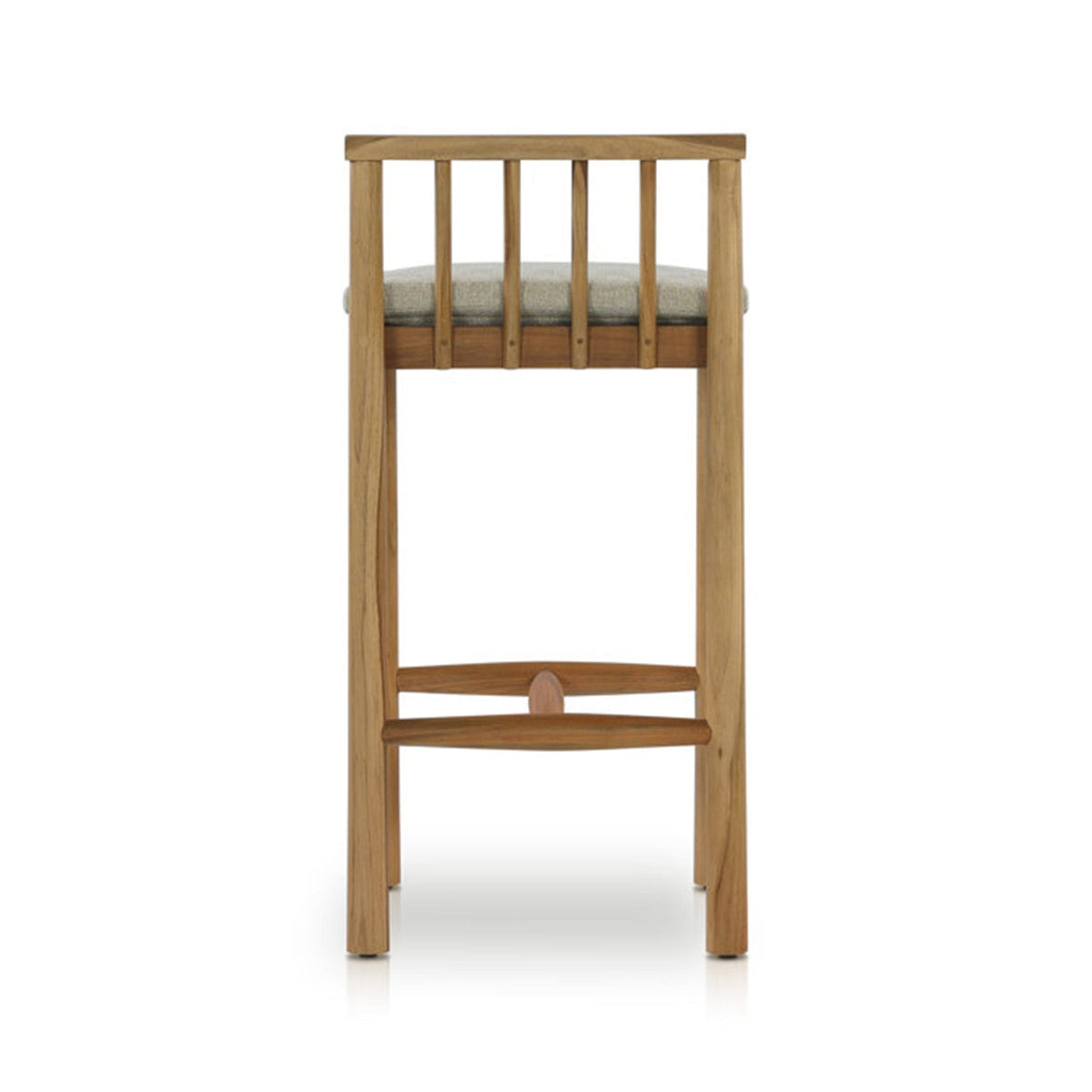 Emile Upholstered Armless Teak Outdoor Bar Stool