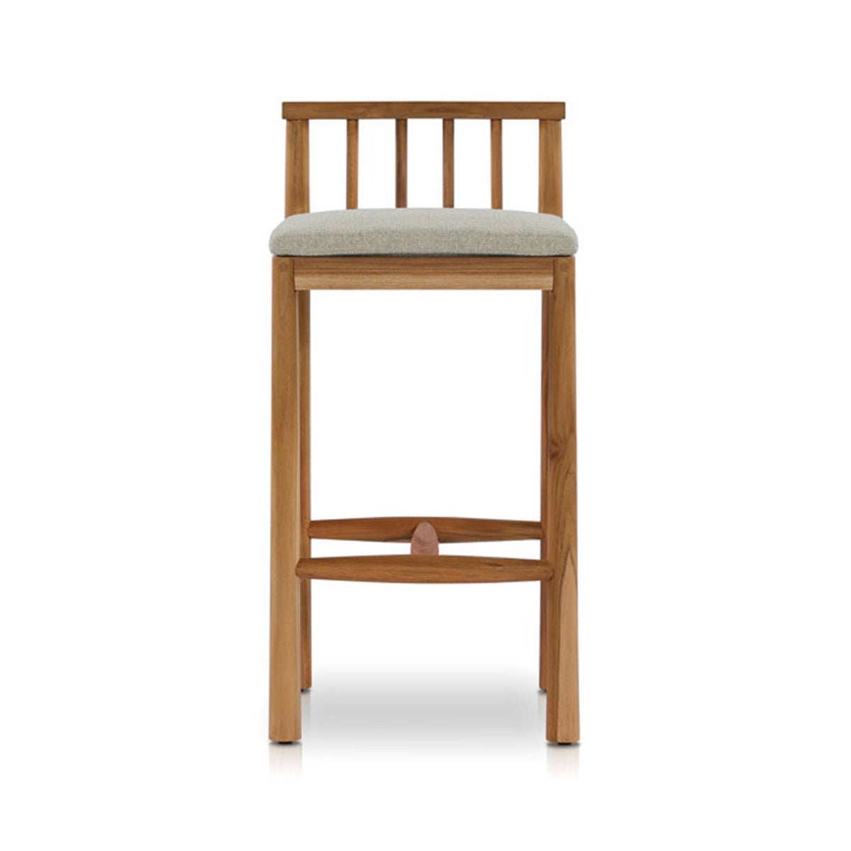 Emile Upholstered Armless Teak Outdoor Bar Stool