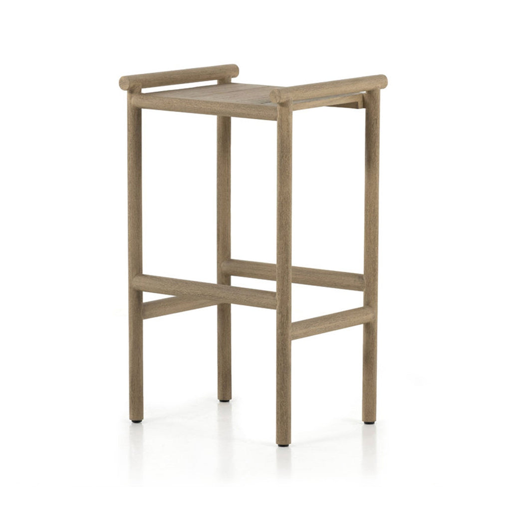 Emmanuel Upholstered Backless Teak Outdoor Bar Stool