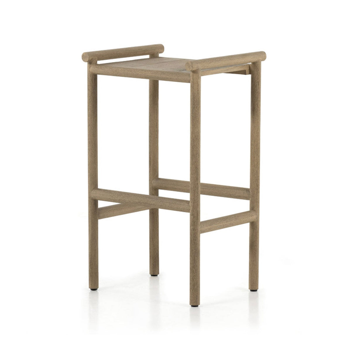 Emmanuel Upholstered Backless Teak Outdoor Bar Stool