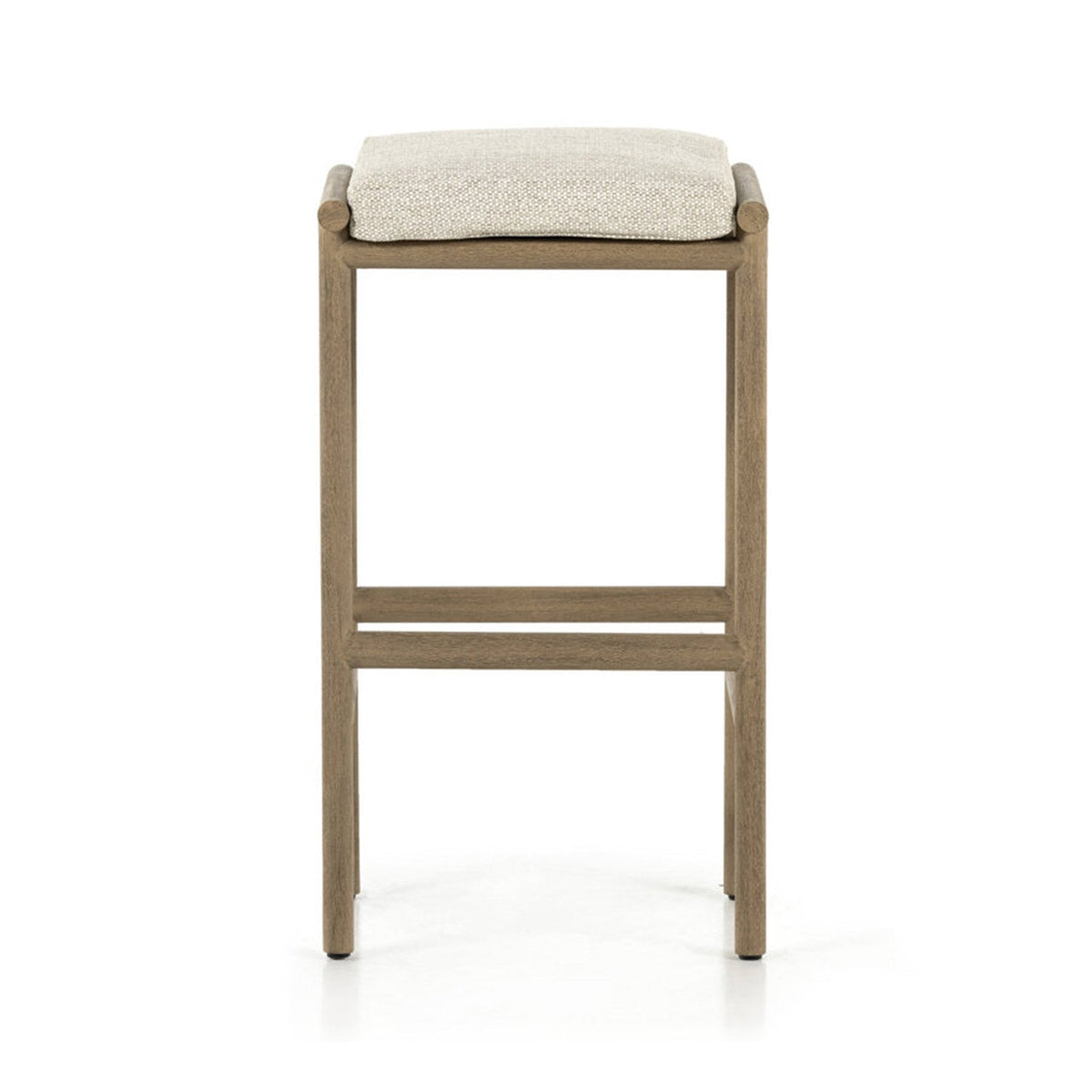 Emmanuel Upholstered Backless Teak Outdoor Bar Stool