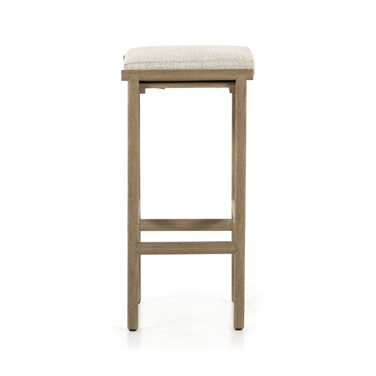 Emmanuel Upholstered Backless Teak Outdoor Bar Stool