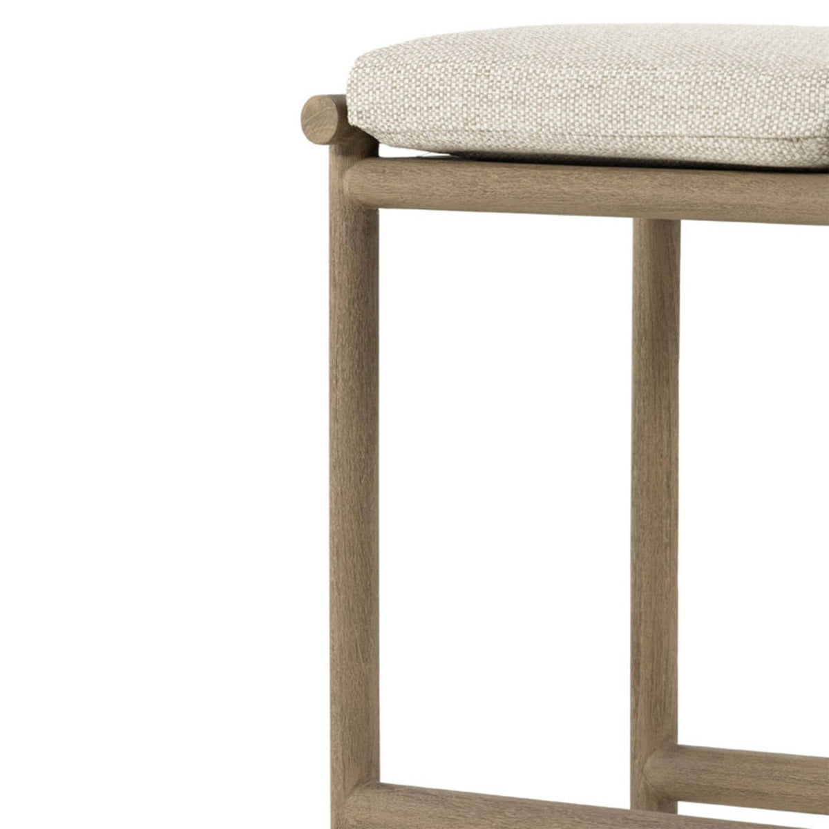 Emmanuel Upholstered Backless Teak Outdoor Bar Stool