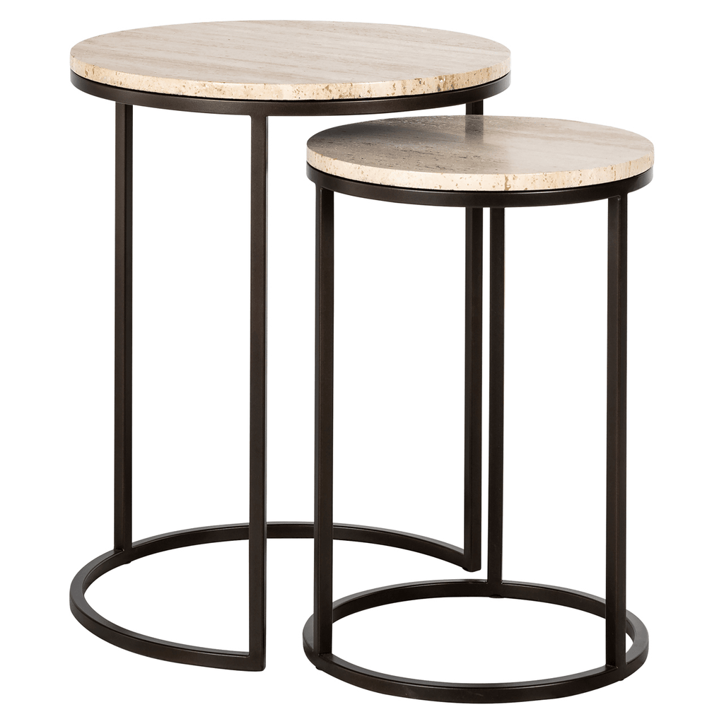 Esperanza Neutral Travertine Topped Nested Side Tables