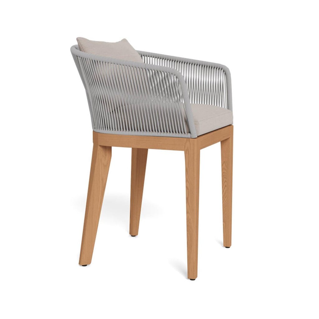 Fabrice Upholstered Teak Outdoor Bar Stool
