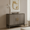 Felicia Luxury Black Wood & Shagreen 2 Door Sideboard with Brass Handles