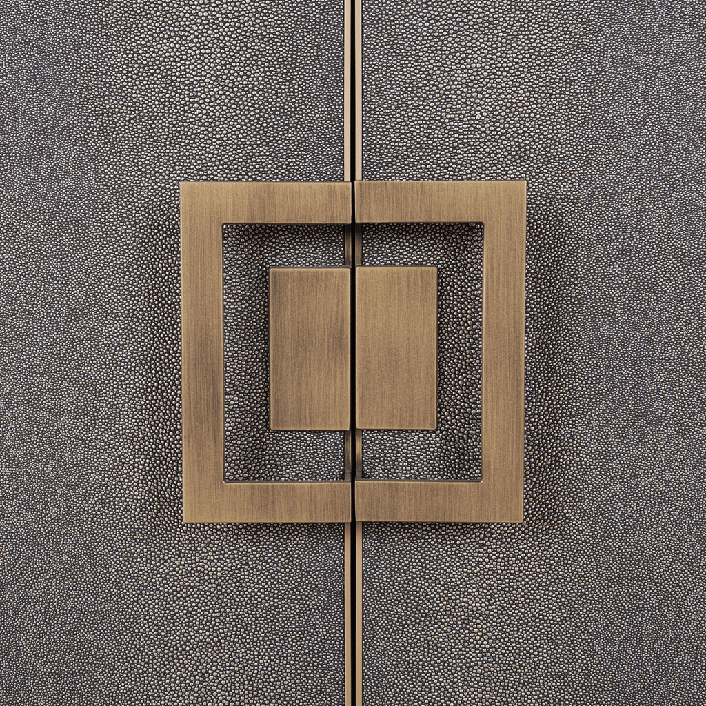 Felicia Luxury Black Wood & Shagreen 2 Door Sideboard with Brass Handles