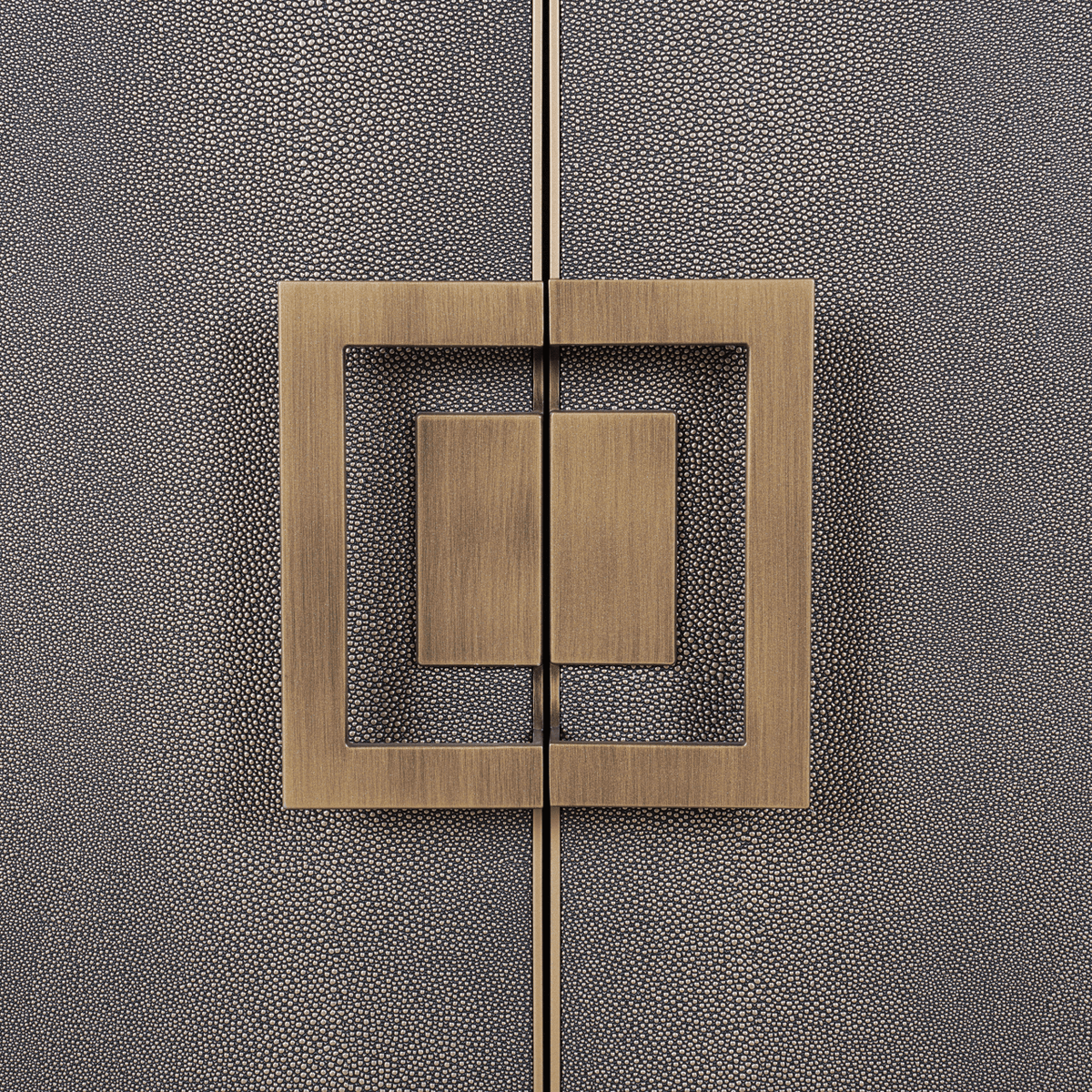Felicia Luxury Black Wood & Shagreen 2 Door Sideboard with Brass Handles