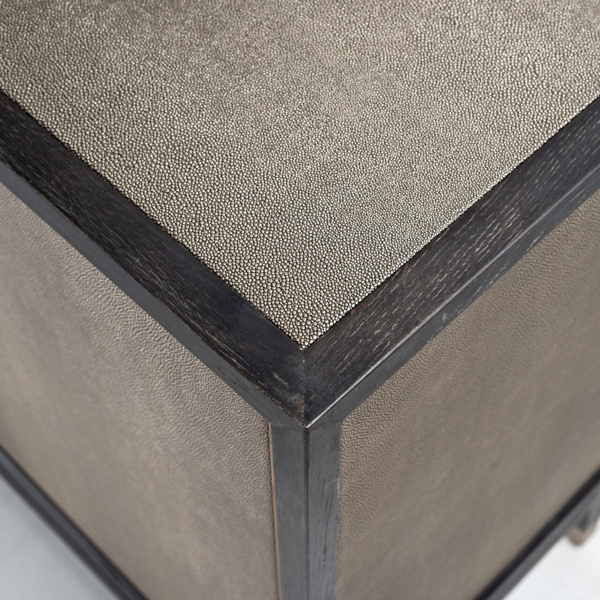 Felicia Luxury Black Wood & Shagreen 4 Door Sideboard with Brass Handles