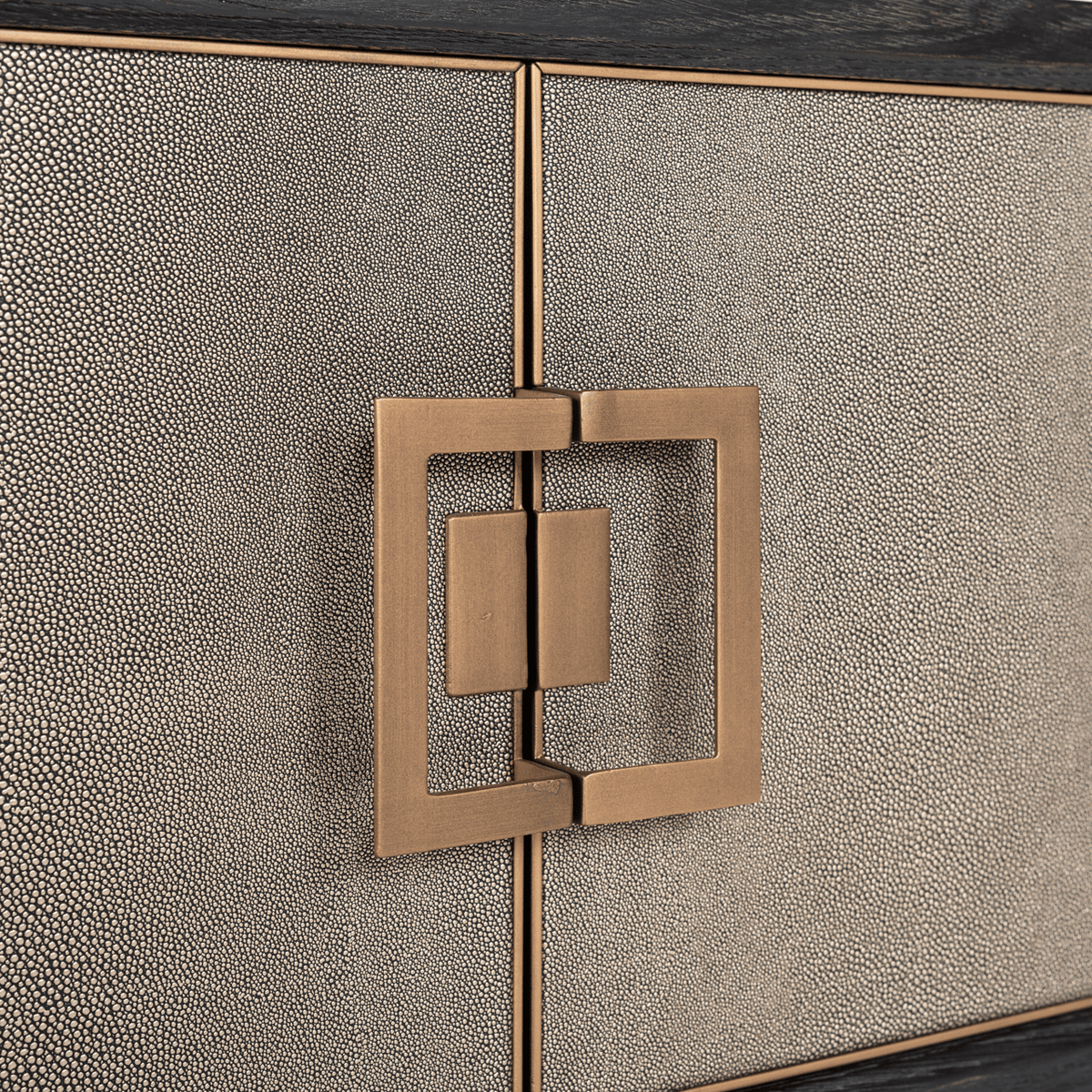 Felicia Luxury Black Wood & Shagreen 4 Door TV Unit with Brass Handles