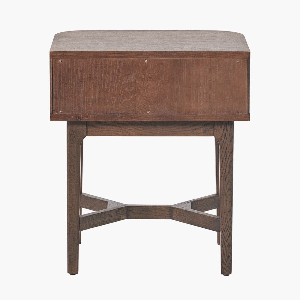 Felicity Dark Brown Ribbed Oak 1 Drawer Bedside Table
