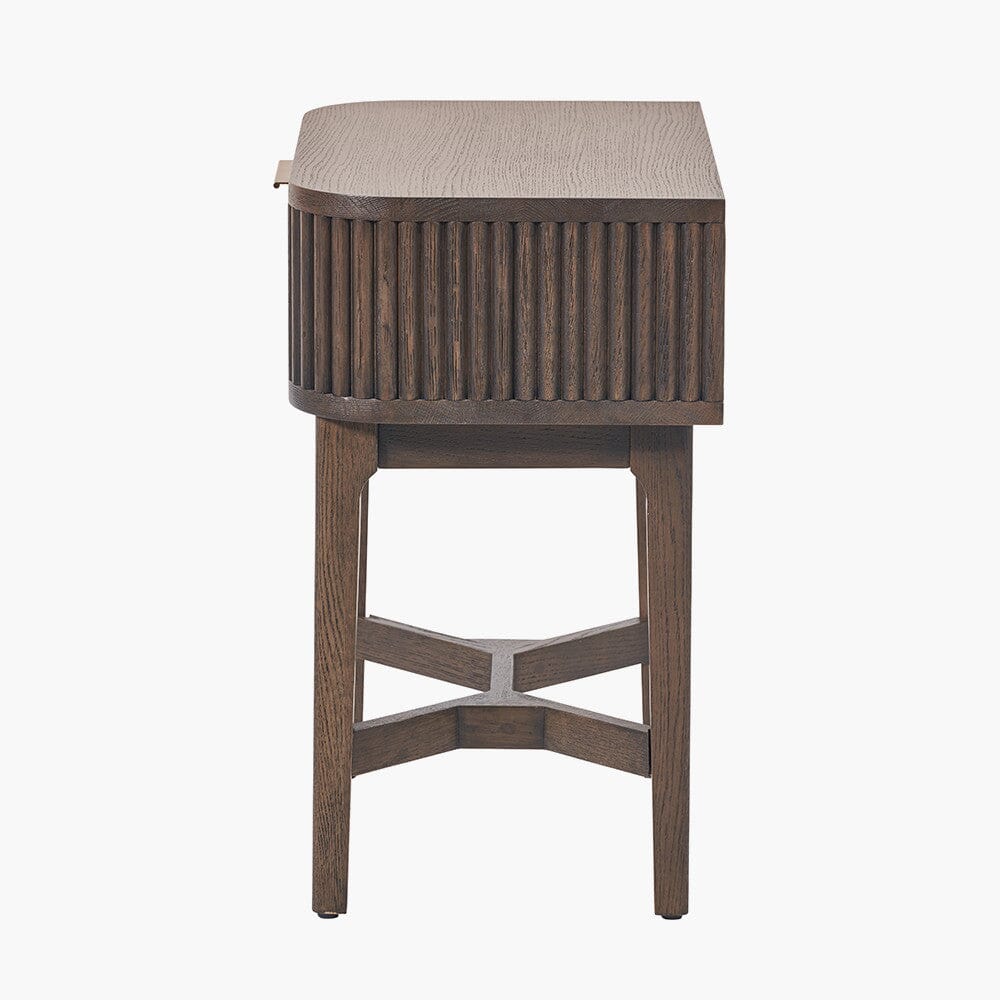 Felicity Dark Brown Ribbed Oak 1 Drawer Bedside Table