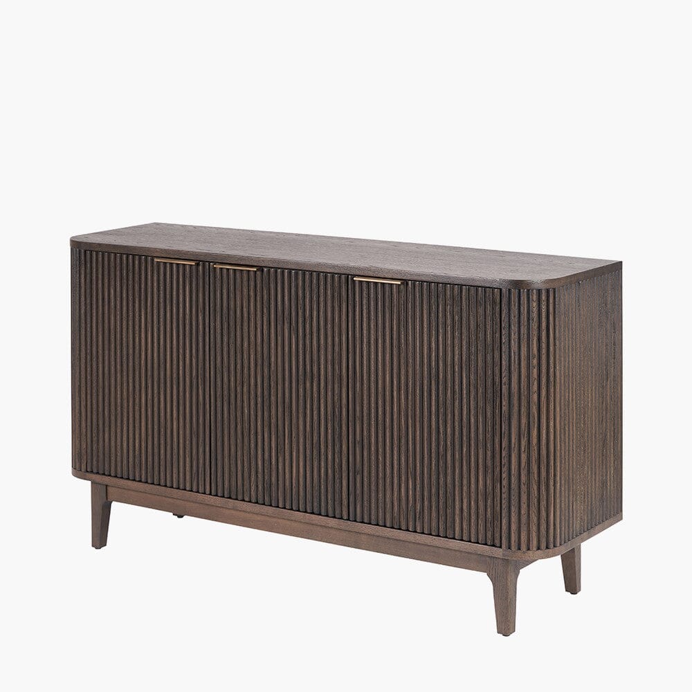 Felicity Dark Brown Ribbed Oak 3 Door Sideboard