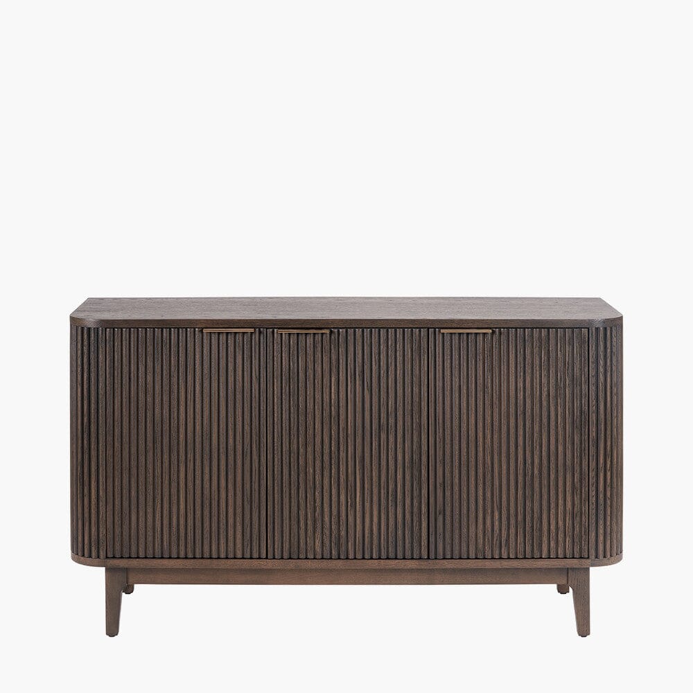 Felicity Dark Brown Ribbed Oak 3 Door Sideboard