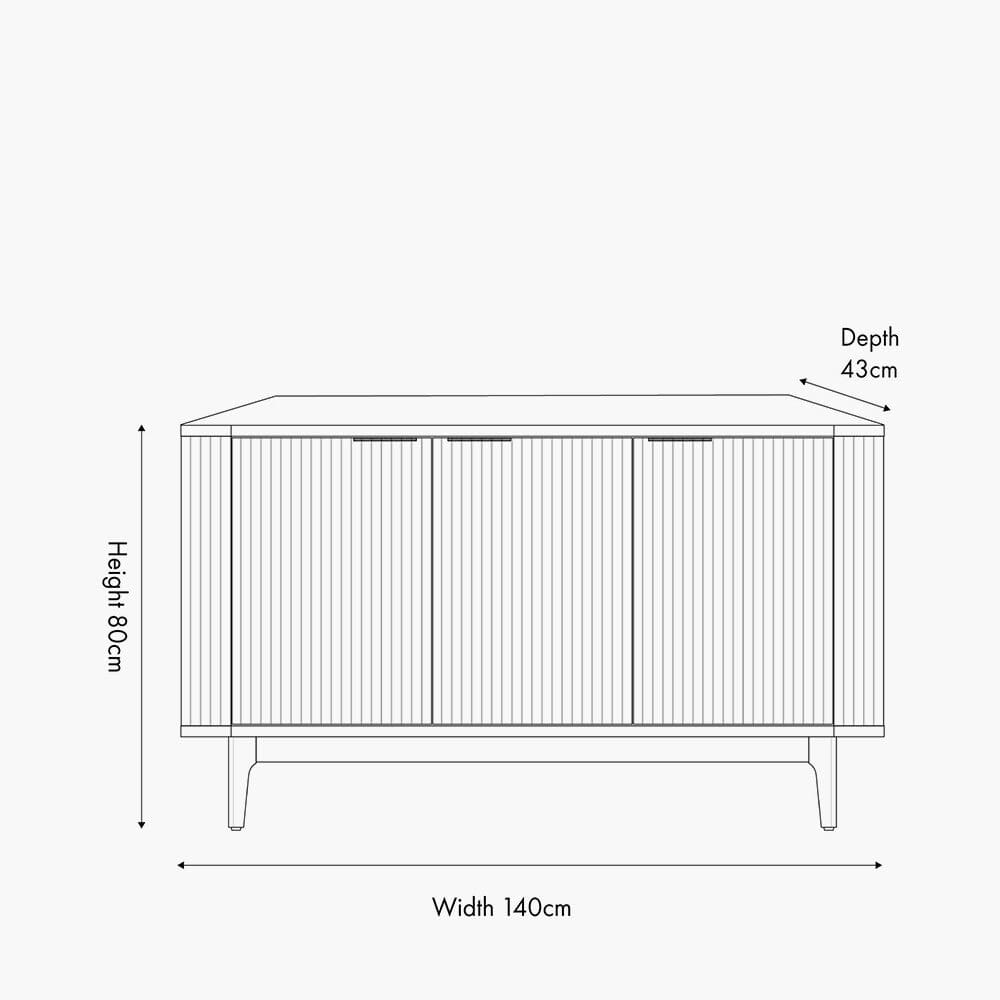 Felicity Dark Brown Ribbed Oak 3 Door Sideboard